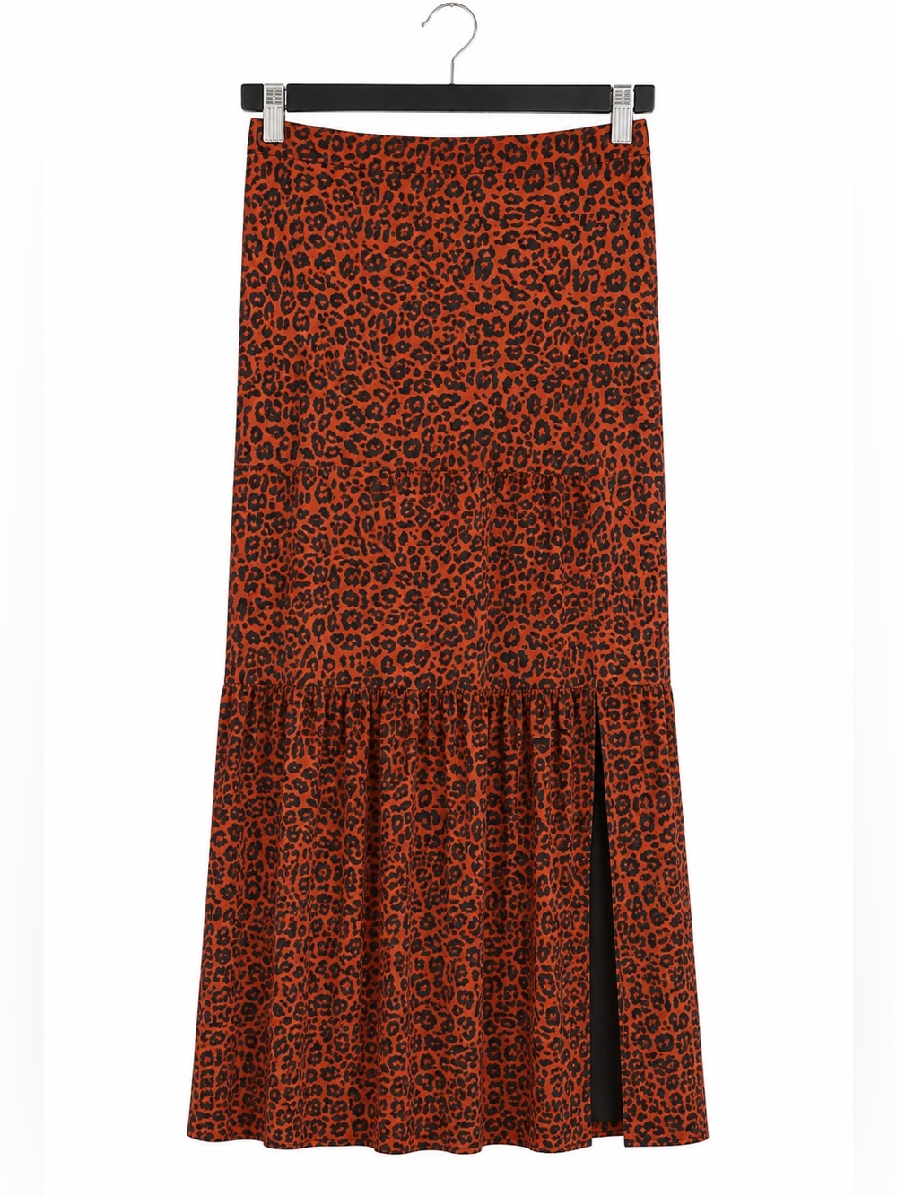 Nine West Leopard Print Maxi Skirt Side Slit Size M